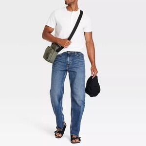 Goodfellow Mens Jeans 40x30 Relaxed Fit Straight Leg Blue Denim Total Flex New